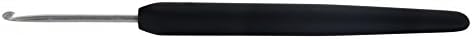 KnitPro Silver Aluminum Single-Ended Crochet Hook with Black Soft Handle | 2 mm