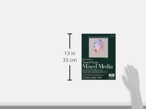 Strathmore 400 Series Toned Mixed Media Pad, 184 lb. Paper, 9 X 12 inches, Gray, 15 Sheets (462-309)