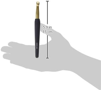 KnitPro Gold Aluminum Single-Ended Crochet Hook with Black Soft Handle | 9.00mm