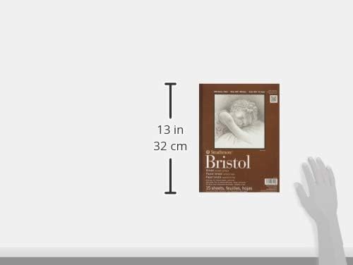 Strathmore 400 Series Bristol Paper Pad, Smooth, Tape Bound, 9x12 inches, 15 Sheets (2-ply) - Artist Paper for Adults and Students - Markers, Pen and Ink