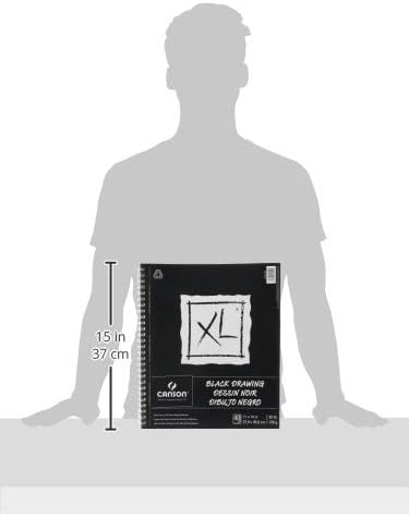Canson XL Series Drawing Paper, Black, Wirebound Pad, 11x14 inches, 40 Sheets (92lb/150g) - Artist Paper for Adults and Students - Colored Pencil, Ink, Pastel, Marker