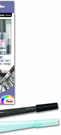 Pentel Arts Color Water Brush Box Set, Black/Gray/Sepia/Aquash (GFLFRHBP)