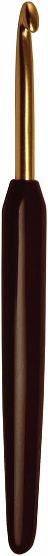KnitPro Gold Aluminum Single-Ended Crochet Hook with Black Soft Handle | 7.00mm