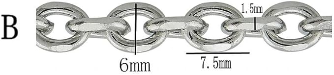Coiris 6.6 Feet Stainless Steel Cable Chain for Jewelry Making Bulk, 6mm Soldered Link Chain Spool for DIY Necklaces Bracelets Crafts, Anti-Tarnish Metal Chain Roll (No Clasps Included)