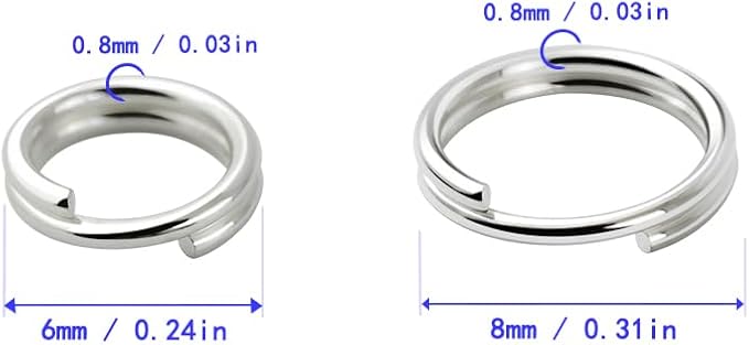 2 Pcs 925 Sterling Silver Split Jump Ring Connector Charm Jewelry Findings Key Ring (8mm)