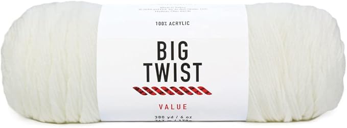 Big Twist Value Worsted Yarn, White, 3-Pack Bundles (1,140 Yards Total) - GUARANTEED MATCHING DYE LOT