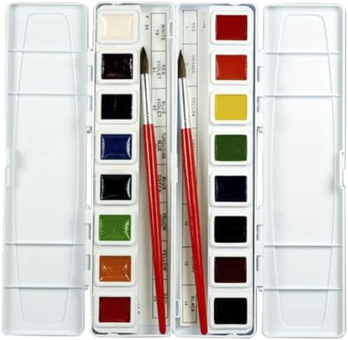 Prang Semi-Moist Watercolors 16-Color Half Pan Set