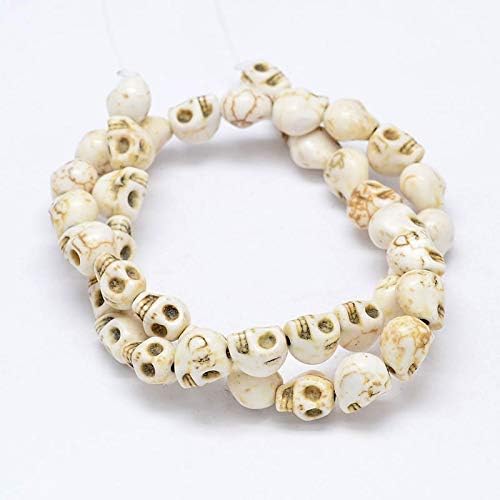 arricraft 10 Strands Creamy White Synthetic Turquoise Bead Strands Skull Shape for Jewelry Making, About 52pcs/Strand, 15.7"