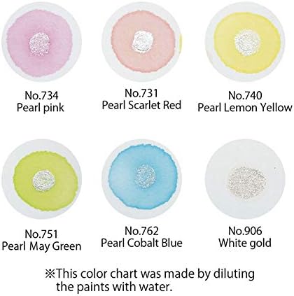 Kuretake GANSAI TAMBI PEARL COLORS, 6 colors set, Watercolor paint for Professional, for artists and crafters,Illustrations, Drawing, Lettering, Made in Japan