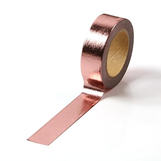 Rose Gold Washi tape Rose Gold foil washi tape for wall Decorative tape for crafts Washy-tape Mirror tape Metallic washi tape Rose Gold strips for wall decor duct tape(0.59in x33FT,Rose Gold,2 rolls)