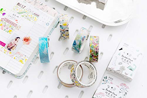 YUBBAEX Gold Washi Tape IG Style Foil Masking Tape Set Decorative for Arts, DIY Crafts, Journal Supplies, Planners, Scrapbook, Card/Gift Wrapping -4 Rolls x 15mm- (Geometric Bronzing)