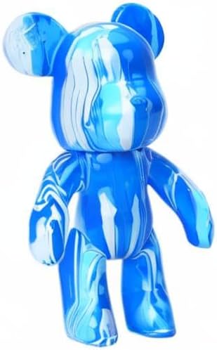 HANDA DIY Painting Fluid Bear Teddy Bear Violent Bear Gloomy Bear Painting Kit Set Creative Home Decorations Handmade Doll Figurine Toys Gift for Birthday Valentines (13.4 inch, Yellow+White+Blue)
