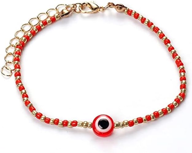 300pcs Red Evil Eye Beads for Jewelry Making, Lucky Beads 8mm Spacer Bead for DIY Bracelets Necklace Handicraft (Red)