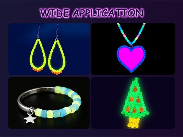 1000Pcs 6x9mm Glow in The Drark Pony Beads for Jewelry Making, 5 Style Color Kandi Hair Beads for Braids, Bracelets Making Kit, with Stretch Cord and Scissors