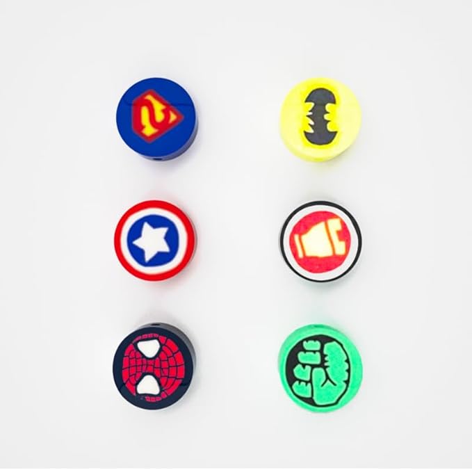 300pcs Polymer Clay Superhero Beads Color Mixed Cute Kawaii Charm Beads for Jewelry Crafts Gift DIY Kit Supply