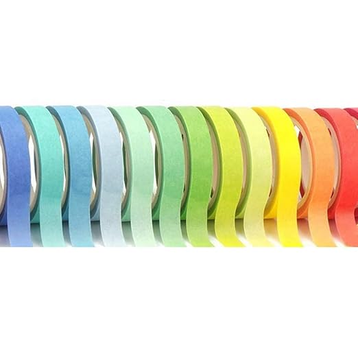 Washi Tape Set 20 Rolls - 7.5 mm Rainbow Colors Thin Decorative Tape for Bullet Journal, Planner, DIY Arts Crafts, Scrapbooking, Holiday Decoration