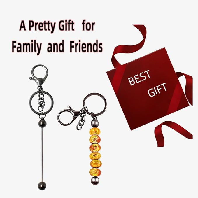 8 Pcs Beadable Keychain Bars Blanks - Bead Keychain Metal Beaded for DIY Projects Pendant Jewelry Crafts Making Gift (Dark Grey)