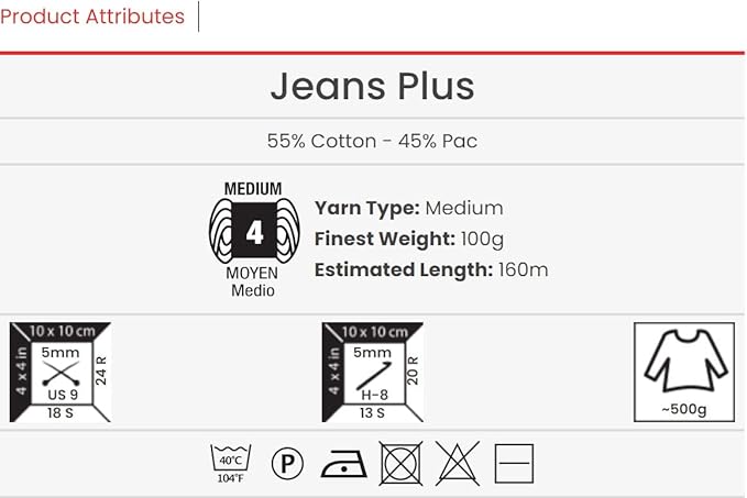 YarnArt J.Plus Cotton Blend Yarn - Knitting & Crochetting Soft Baby Yarn 55% Cotton 45% Acrylic, 100 g (3.5 oz), 160 m (174 yds), Weight : 4, (1 Skein) (69)