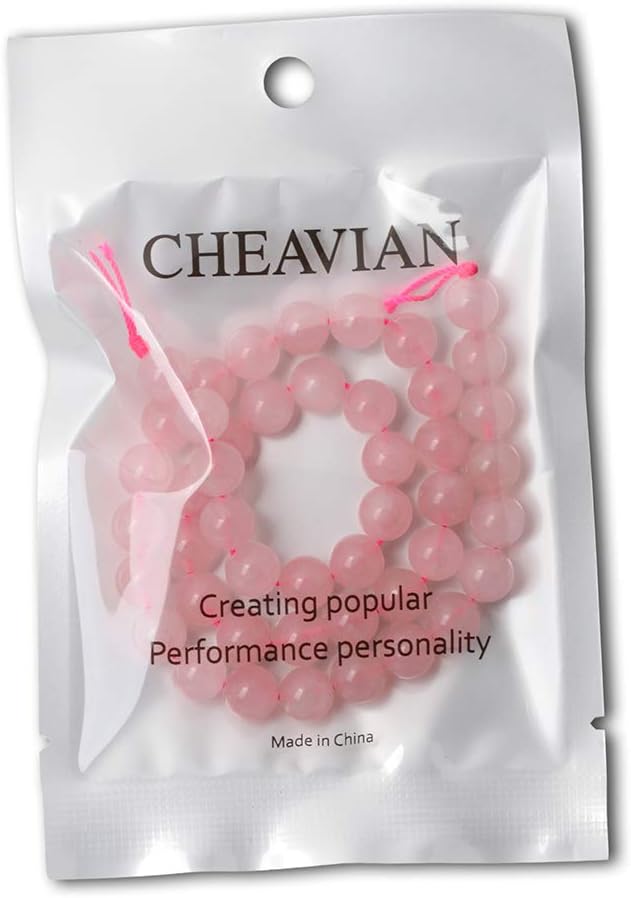cheavian 45pcs 8mm natural rose quartz gemstone round loose bead pink crystal for jewelry making 1 strand 15"