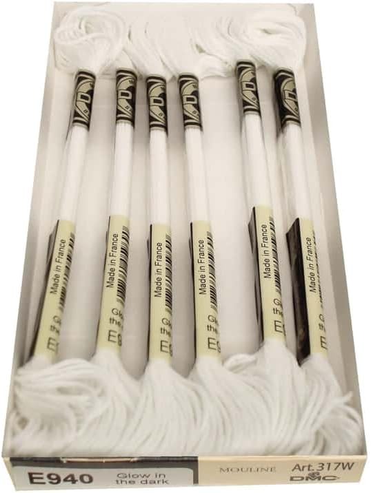 DMC Light Effects Embroidery Floss - 8.7yd - Glow in The Dark (E940) - 6/Pkg (Glow in The Dark (E940))