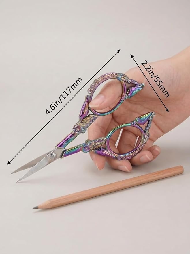 Crochet Scissors with Cover – Vintage Small Embroidery Scissors, Sharp Sewing Scissors for Yarn Thread Craft Needlework, Pretty Gift for Crocheter Quilter, 4.6 Inch 2 Pack
