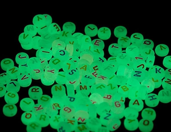 Amaney 600pcs 4x7mm Letter Beads Colorful Letter for Jewelry Making Glows in The Dark