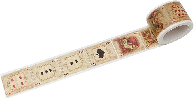 Wrapables Decorative Festive Wide Washi Masking Tape, 25mm x 5m, Alice in Wonderland Cards