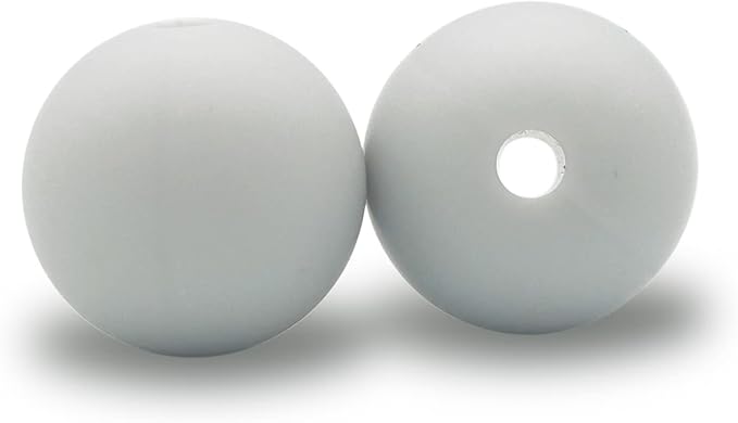 DIYOMR 100Pcs Silicone Beads, Single Color Beads Silicone Round Beads Rubber Craft Beads Bracelet Necklace Beads for Keychain Jewelry Lanyard DIY Crafts Making (12mm,Light Grey)