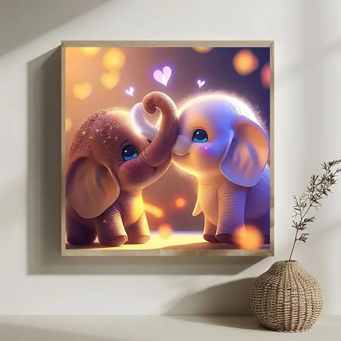 CXYQLC DIY 5D Diamond Painting Kits for Adults Diamond Art Elephant Love Diamond Painting Full Drill Crystal Rhinestone Embroidery Craft Kits for Home Wall Decor Gifts 11.8x11.8inch