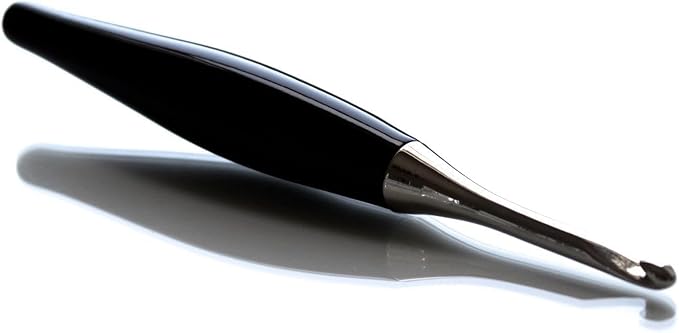 Furls Crochet Hook, Odyssey Black, Nickel Plated Tip for Effortless Glide, Ergonomic Handle Crochet Hooks 7" (Odyssey Black, P - 10.00MM)