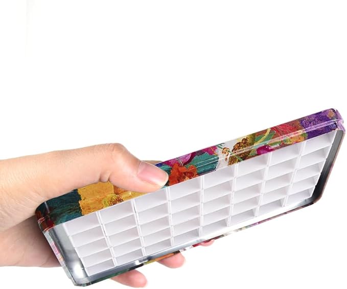 40Pcs Empty Half Pans with Magnetic Stripe Watercolor Paint Travel Tin Palette Case, Artist Paints Half Pan Kits for DIY Watercolor Oils or Acrylics Painting Art Drawing Oil Painting Flowers