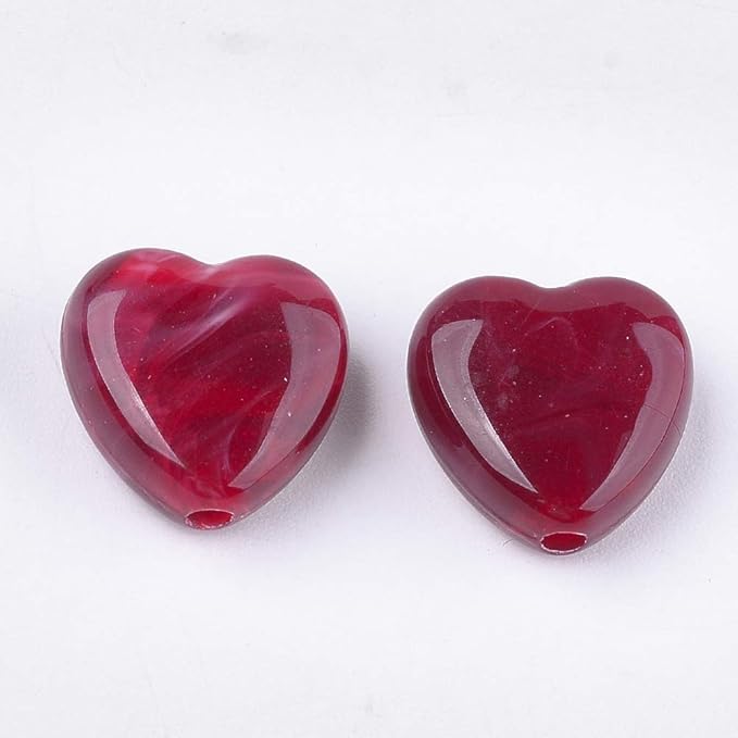 Ipotkitt 20 Pcs Acrylic & Imitation Gemstone Heart Shaped Beads Colorful Love Heart Spacer Beads for DIY Bracelet Necklace Jewelry Making Crafts