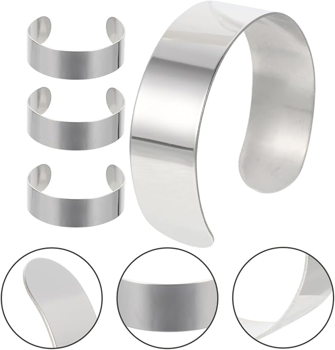 Operitacx 4Pcs Stainless Steel Bracelet Blanks for Jewelry Making, Adjustable Cuff Stamping Bracelet Inner Core Blanks for Stamping Engraving