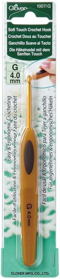Clover Soft Touch Ergonomic Hook, Yellow, 5.5 mm