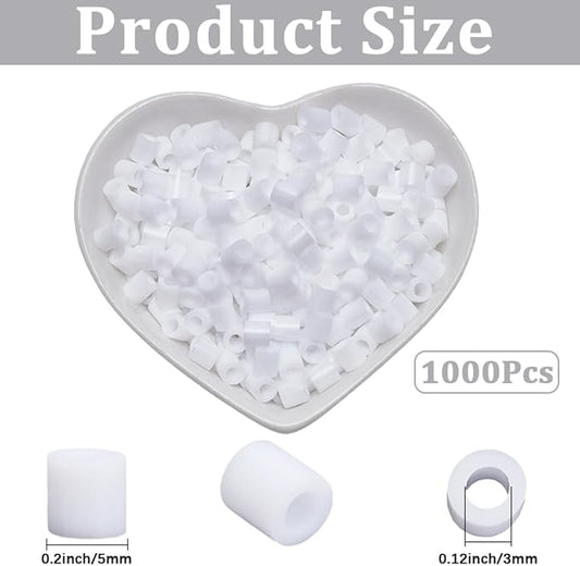 sofpalte 1000pcs white iron beads 5mm fuse beads bulk with 3mm hole plastic storage refills melting crafts for diy crafts handmade decoration birthday compatible hama refill adults