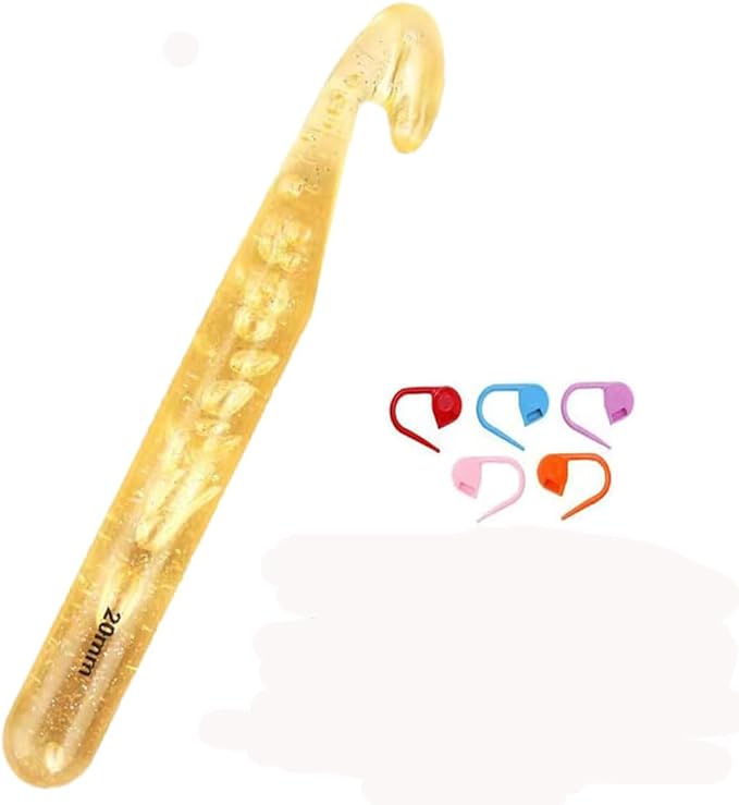 HOOYee Big Huge Crochet Hook Set Size 12mm(O)/15mm(P/Q)/18mm/20mm(S)/25mm(T/U/X) 5Pcs Large Crochet Hooks Needles for Giant Easy Chunky Yarn Carpet Scarf Bulky Wool Roving Weaving