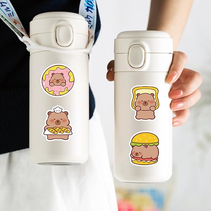 200pcs cute capybara stickers bluk.waterproof vinyl stickers pack for water bottle laptop skateboard scrapbooking.animal decals stickers party favors for kids girls adults teens