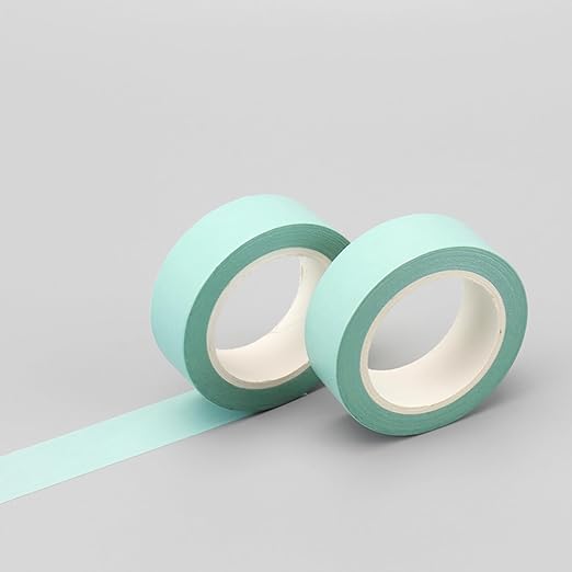 NatSumeBasics 3 Mint Green Washi Tapes Plain Decorative Masking Tape 32 Feet Self-Adhesive Tapes for Packaging Decor Journals Scrapbooks Planners (Mint Green)