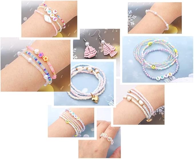 Mix 15 Color Glass Seed Tube Beads Glass Bugle Beads Loose Kit for Jewelry Making DIY Craft Beading (Mix 15 Color, Black)