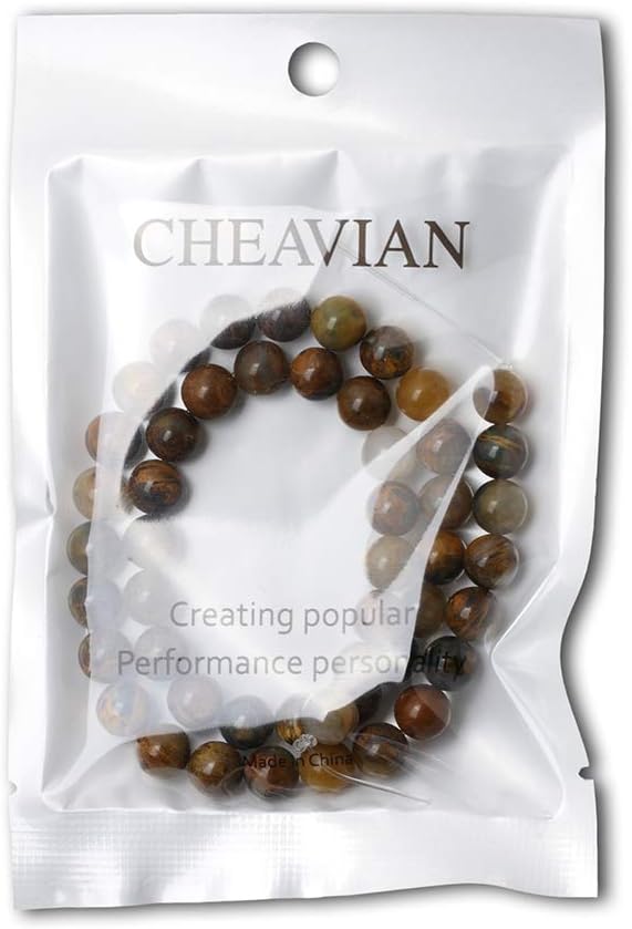cheavian 45pcs 8mm natural golden pietersite gemstone round loose beads stone beads for jewelry making diy findings 1 strand 15"