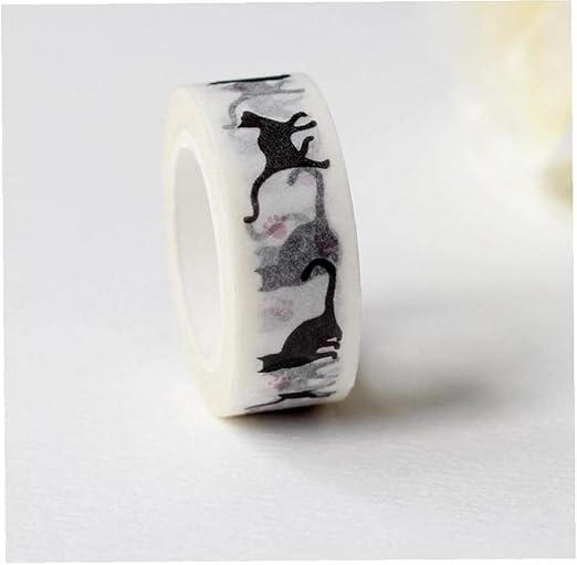 Black Cat Washi Tape DIY Scrapbooking Planner Masking Tape Kawaii Stationery Decoration Adhesive Tape Craft Supplies Cat Washi Tape (1.5cm*10m)