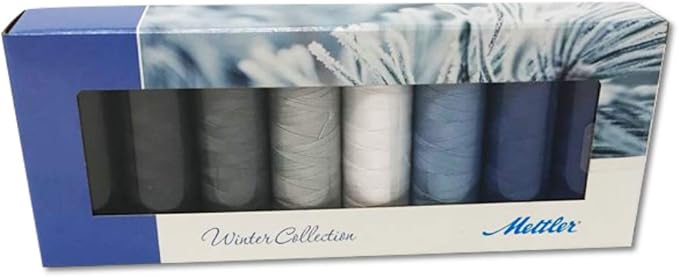 Mettler Thread Silk Finish 100% Mercerized Cotton Sewing Set; 8 Spools Winter Colors SF8Winter