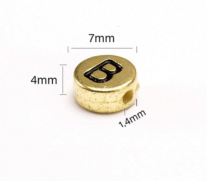 Songxi 1200pcs Gold Letter Beads for Bracelets, 4x7mm Black Alphabet A-Z Beads Friendship Bracelets Jewelry Making Kit