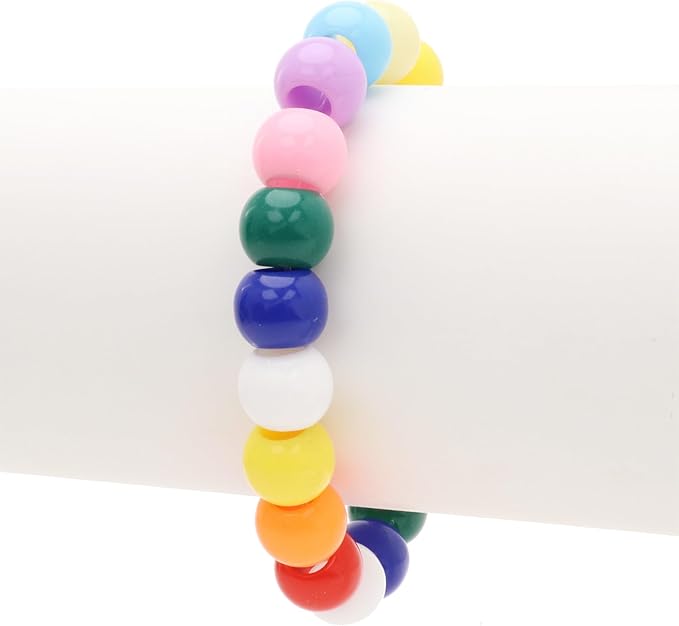 300 acrylic large hole beads for crafts and for hair 10mm x 12mm acrylic barrel beads with 5.7mm large hole, glossy primary assortment