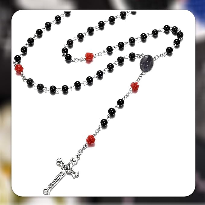 SUNNYCLUE 790Pcs DIY 6 Sets Rosary Making Kit Crucifix Charms Cross Charm Bezel Pendant Trays with Glass Dome White Imitation Pearl Beads Rosary Crosses for Women Men Memorial Gifts Holiday Supplies