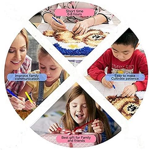 Latch Hook Round Rug Kits Colorful Butterfly and Flowers for Beginner Needle Crochet Yarn Kits Embroidery Carpet Hook and Latch Kit Tapestry Christmas Decoration 45x45cm