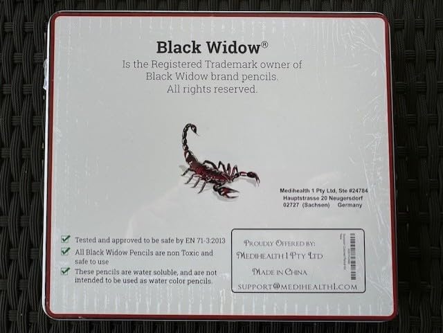 Black Widow Coloring Pencils for Adults – 24 Wax Soft Core Colored Pencils for Adult Coloring Books – Vibrant Color Pencil Set (Scorpion Set)