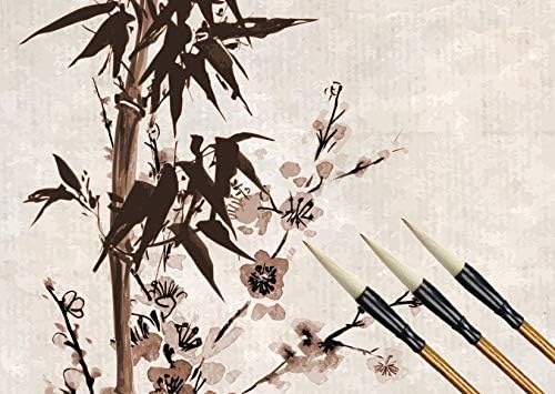 Befiy Chinese Calligraphy Brush, Writing Drawing Watercolor Ink Brushes Hubi Painting Kanji Sumi Wolf Bamboo Brushes Set for Professional Beginner (White)