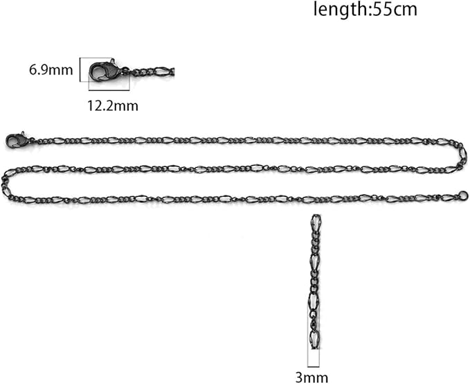 LANBEIDE 40 Packs 10 Colors Brass Necklace Chains - 21" Flat Oval Links Cable Chain, 3mm with Lobster Clasps for Jewelry Making