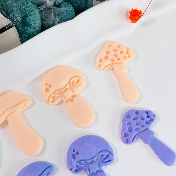 Xaekicr 3pcs Mushroom Clay Cutters – Polymer Clay Cutters for Earrings, Textured Clay Molds, Clay Tools for Polymer Clay Jewelry Making